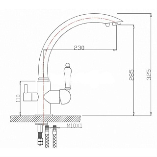 MAGNUS Смеситель д/кухни, хром С-обр.излив, под фильтр, из нерж ст марка 304 код 9266 снят с производства
