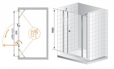 ДУШЕВАЯ ДВЕРЬ В НИШУ CEZARES TRIUMPH B-13 40+60/40-C-Cr-R