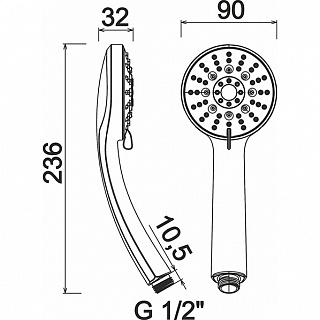 Лейка д/душа ARGO 5-ти позиц. JENNY хром.пласт. дисковый подвес 20 1503 Р  