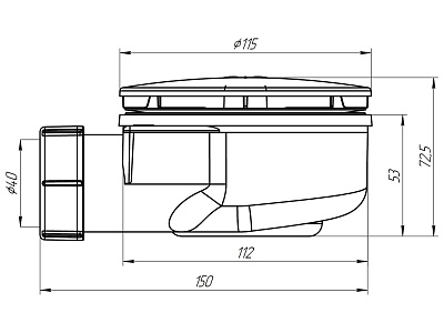 Сифон для душевого поддона 1 1/2" 90,  53 мм ЧЕРНЫЙ Ани пласт E350BL (6)