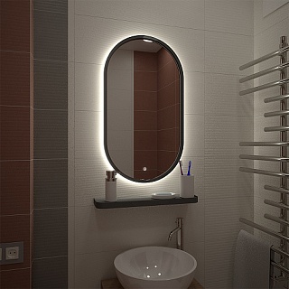Зеркало (Санакс) сенсорное 450*800 с внутренней ореольной LED подсветкой, код: 45230