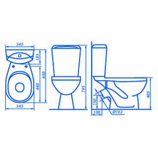 Унитаз-комп "Комфорт" черный  (КСФ) 