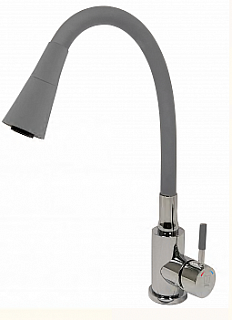 Смеситель д/кухни SOLID d35 двухрежимн. серый гибкий излив, нерж. гайка 3512 ARGO 43340
