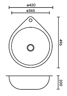 Мойка нерж врезная  FABIA PROFI D49.6х42 (3,0х0.8 200)  c сифоном 496423