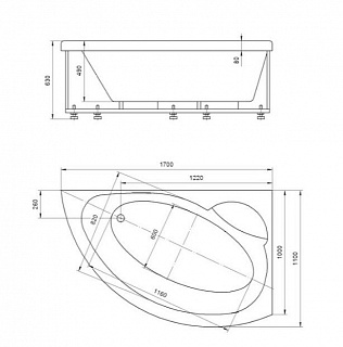 Ванна акриловая Аякс 2 170х110 правая