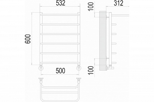 Полотенцесушитель 500х600 П6 "Полка" TERMINUS (50)