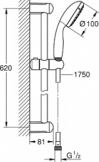 Душевой гарнитур GROHE TEMPESTA NEW штанга, лейка шланг (арт.27924001) АКЦИЯ!!!!!