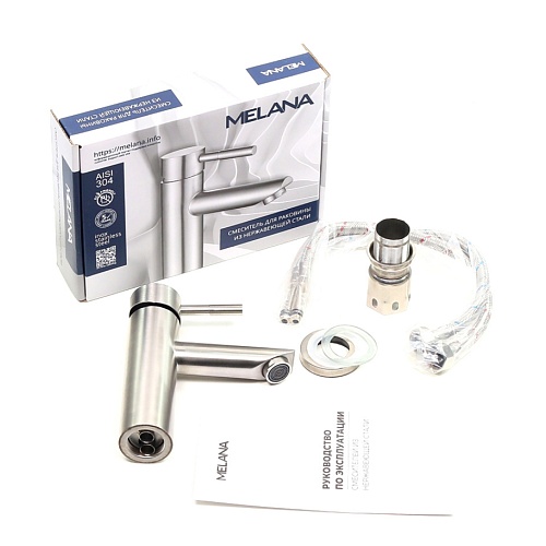 Смес. д/умывальника  MELANA TONDO нерж. (F610101)