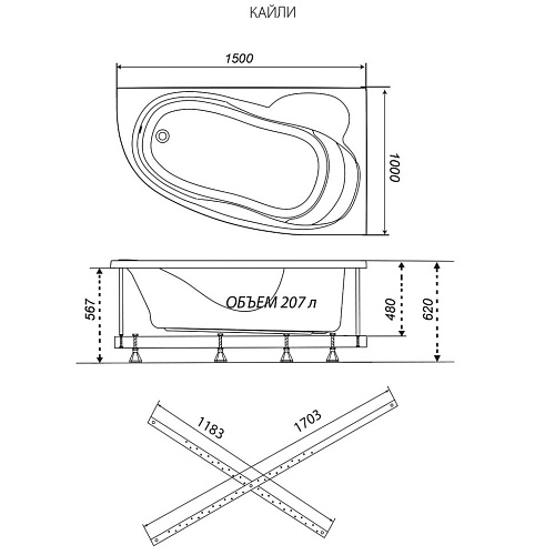 Ванна акриловая TRITON  Кайли правая/левая