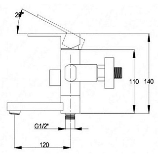 Смес д/ванны к/н Kaiser Sharp ф40 (64022)