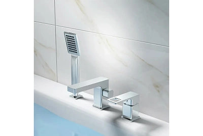 Смеситель врезной на борт ванны 3 отверстия Haiba HB80615 хром (латунь)