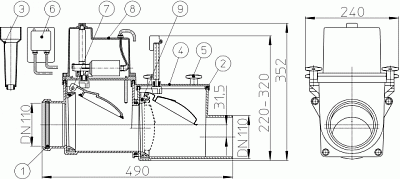 HL 710.2 ЕРС 2-х камерный канализ. затвор с электроприводом DN 110