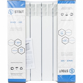 Радиатор бимет. Space 8 сек. 500 STOUT (SRB-0310-050008) ВЫГОДА