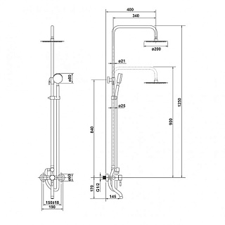Душевая система SOLID картр.d35 нерж. с изливом 3505/С ARGO 43936 