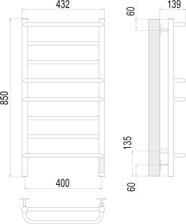 Полотенцесушитель "Евромикс" 400х850 П8 электро TERMINUS (50)