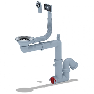 Сифон 3 1/2х40 смещенный, с отводом для ст. м., гибким круглым и прямоугольным переливом F5345S (20)