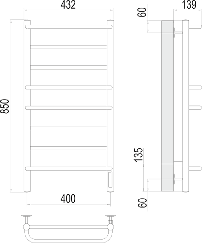 Полотенцесушитель "Евромикс" 400х850 П8 электро TERMINUS (50)