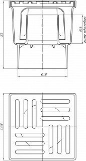 Трап верт Ду-110 с решеткой из пластика 15*15 Ани ТА1210  (16)