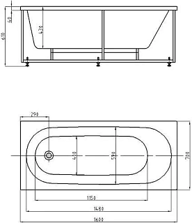 Ванна акриловая Оберон 160х70
