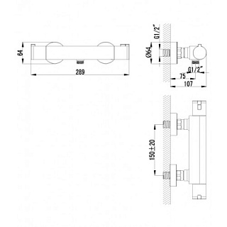Смеситель д/душа "YETI" (7833C) термостатический, хром LEMARK 