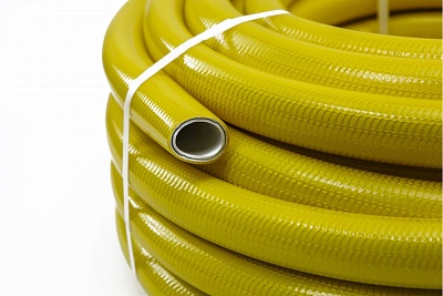 Шланг поливочный пятислойн. "ПОТОК400" 1" 5-ти слойный, арм,желтый нарезка