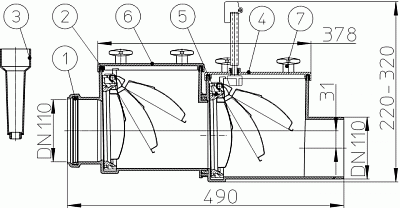 HL 710 механ. канализ. затвор с  засл DN 100