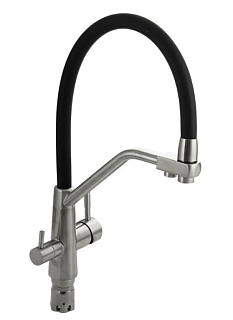 MAGNUS Смеситель д/кухни гибкий излив - ЧЁРНЫЙ под фильтр нерж.ст. 304 (91119)