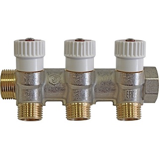 Коллектор распределительный 1", 3 отвода 1/2" плоское уплотнение 	SMB 6852 011203 STOUT