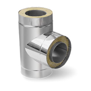 Тройник-сэндвич — КК — 150 / 220 — 90 — нерж 1мм (AISI 304) / оц — проходной