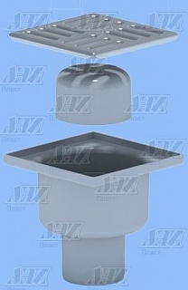 Трап верт Ду-50 с решеткой из нерж. сухим сифоном 10*10 Ани ТQ5202 (24)