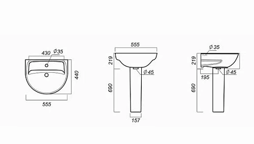 Умывальник с пьед."Эталон"(с пьедесталом Самарский) (Самара) 