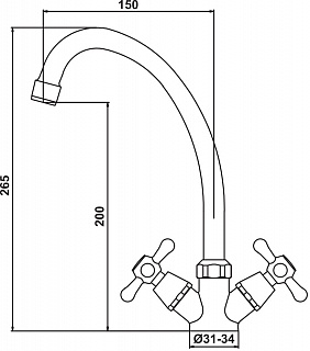 Смеситель д/кухни DОМ керамика двуручковый 022  ARGO 34167 