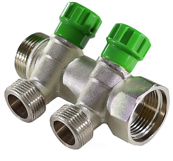 Коллектор латунный  3/4" м/р 3в 1/2" ПУ н/р 36мм с регулирующими клапанами SantechSystems (129-9346)(30)