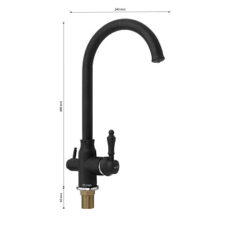 MAGNUS Смеситель д/кухни, ЧЕРНЫЙ, под фильтр, латунь код 8241 снят с производства