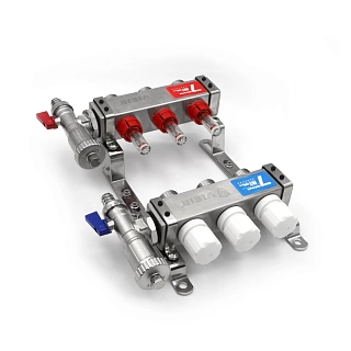 Коллектор с расходомерами 3-вых нерж. БЕЗ кранов квадр. корпус Vieir  (VR119-03А) (5)