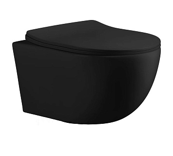 Унитаз подвесной Cerutti  SPA "ORLTER Aria MBF" безободковый ЧЕРНЫЙ МАТ, дюропл.с м/лифт CT10017