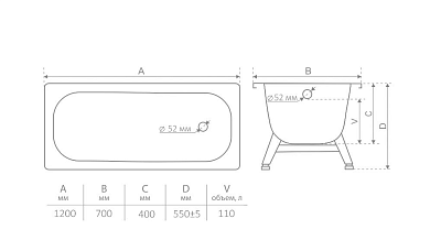 Ванна сталь эм. 1,2х0,7 Екатеринбург ANTIKA белая орхидея 1,8 мм ВЫГОДА!!!