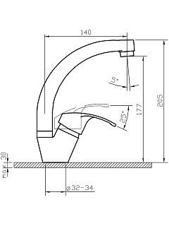 Смеситель д/кухни OKSA картридж d35 боковой излив  3503 ARGO 15144
