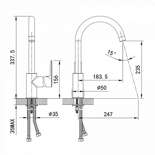 Смеситель для кухни, состаренное серебро, Cuba, IDDIS, CU4SBJ0i05