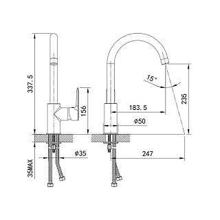 Смеситель для кухни, белый, Cuba, IDDIS, CU6WTJ0i05