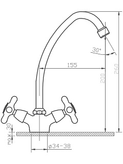 Смеситель д/кухни RETRO керамика 022R ARGO 09982  