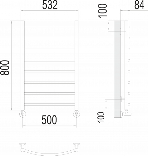 Полотенцесушитель 500х800 П8 "Классик" TERMINUS 