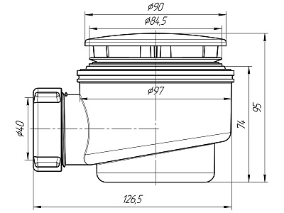 Сифон для душевого поддона 1 1/2" 60, хром, Ани пласт E510C(12)