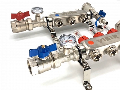Коллектор с расходомерами 3-вых нерж. с кранами  Vieir  (VR113-03) (5)