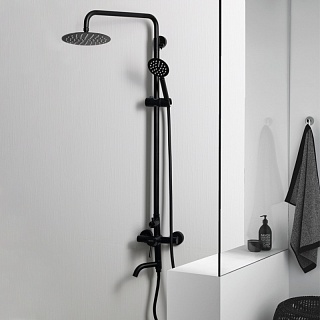 Душ.система MELANA TONDO  черный нерж. с изливом  (F610107B)