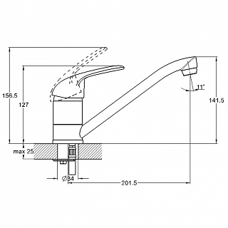 Смеситель д/кухни G-lauf (4P4-A043/A048/A149/4Р-4018/4011/4043) ф40 на шпильке
