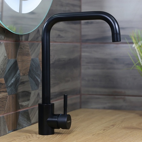 Смес. д/кухни  MELANA TONDO черный  нерж.  (F610104B)