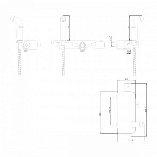 Смеситель с гигиеническим душем встраиваемый "SOLO" (LM7169CW) с термостатом LEMARK 