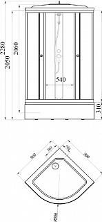 Кабина душевая TRITON Стандарт В3-ДН4 ПОЛОСЫ 90*90 на среднем поддоне + сифон 