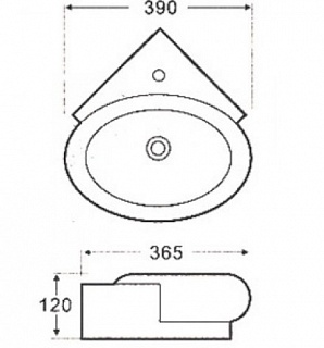 Умывальник фигурный Е604 угловой MELANA